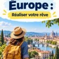 Femme contemplant un paysage urbain européen, rêve de vivre en Europe